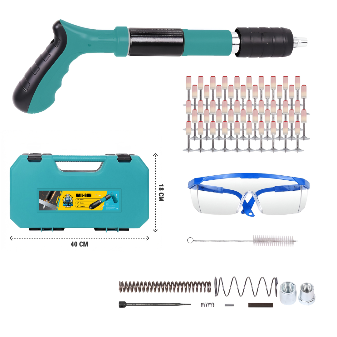 RHINOFIX Rivetslammer PRO – pružinový zatĺkací nástroj na betón a oceľ + ZADARMO box a 50 klincov – Obrázok 3