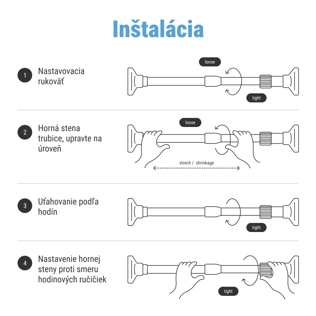POWERPOLE – univerzálna rozperná tyč bez vŕtania na zavesenie a skladovanie (110–400 cm) – Obrázok 6