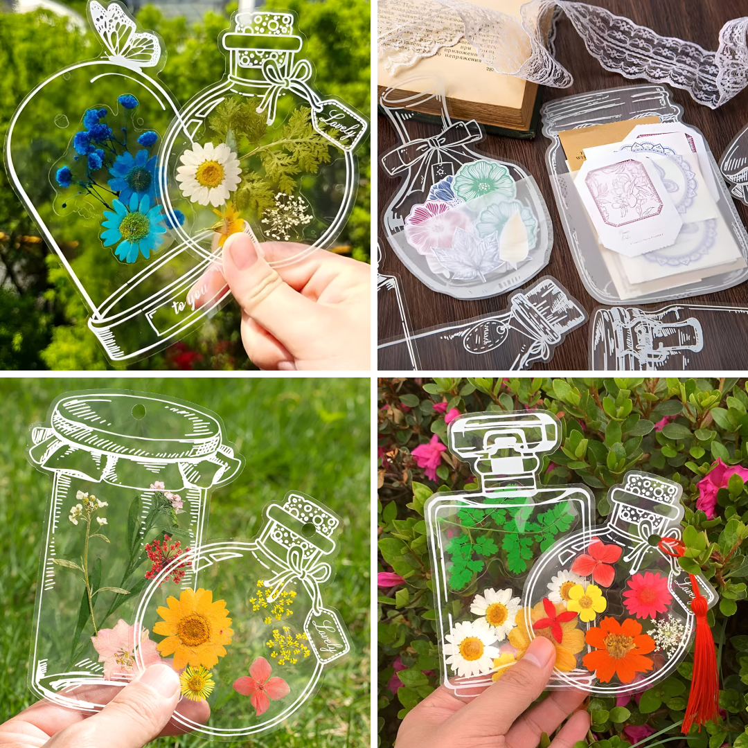 FLOWERMARKS™ TRANSPARENTNÉ ZÁLOŽKY NA SUŠENÉ KVETY – 40ks+40ks ZADARMO 1+1 GRÁTIS! – Obrázok 2