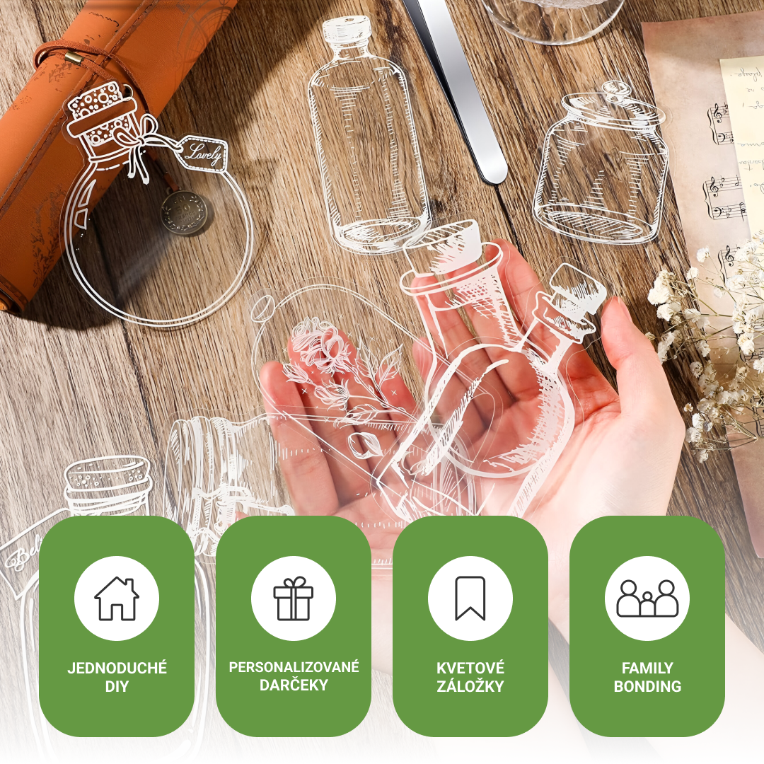 FLOWERMARKS™ TRANSPARENTNÉ ZÁLOŽKY NA SUŠENÉ KVETY – 40ks+40ks ZADARMO 1+1 GRÁTIS! – Obrázok 5